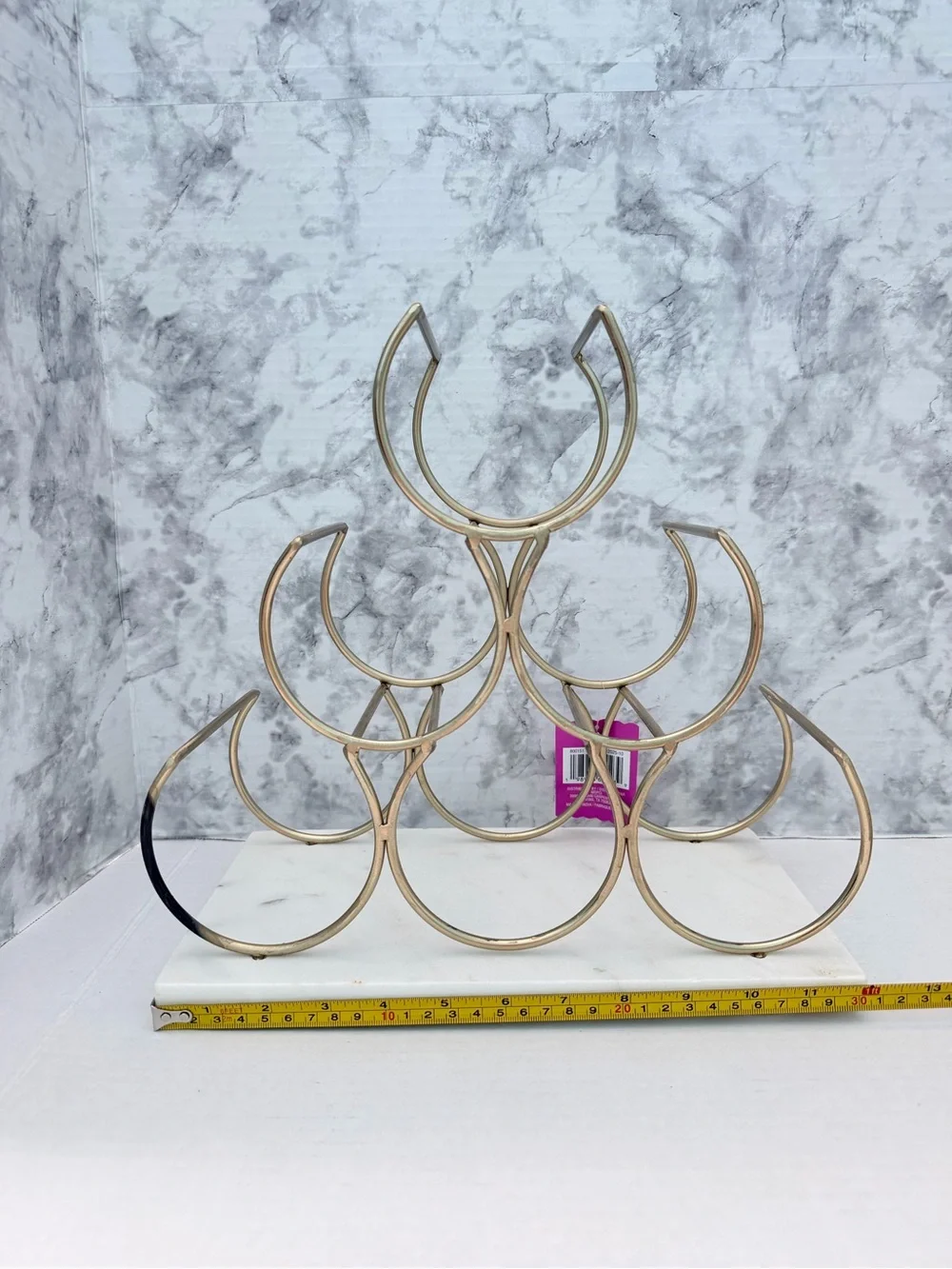 Ashland Gold Crescent Wine Bottle Rack With Marble Base